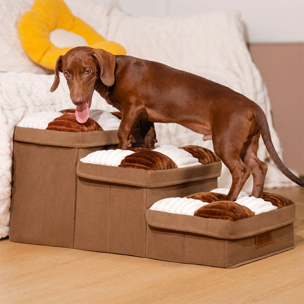 "Handgefertigte Hundetreppe mit Stauraum, gelenkschonend, elegantes Design, einfacher Aufbau, robuste Pet Supplies"