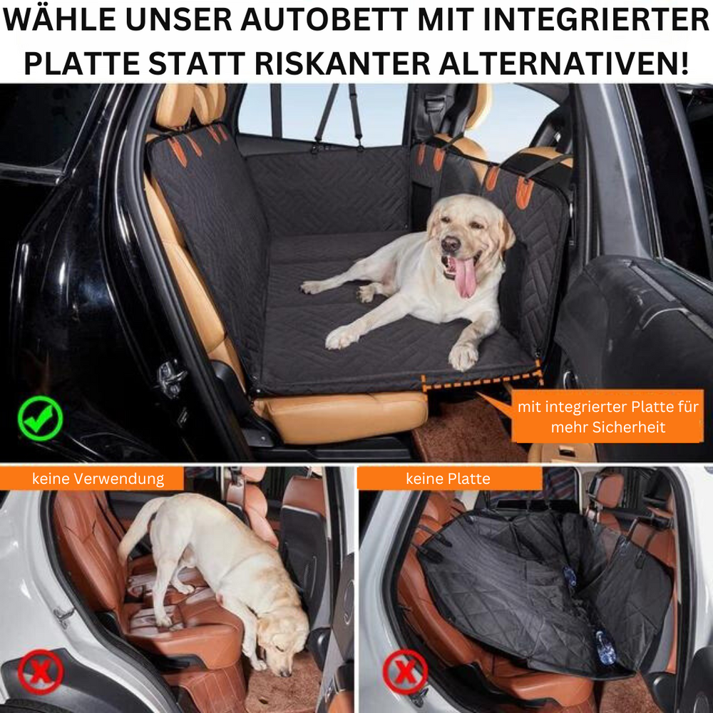 "Hartboden-Autositzerweiterung für Hunde - robust, wasserdicht, in Auto integriert für sichere, saubere Reisen mit Haustier"