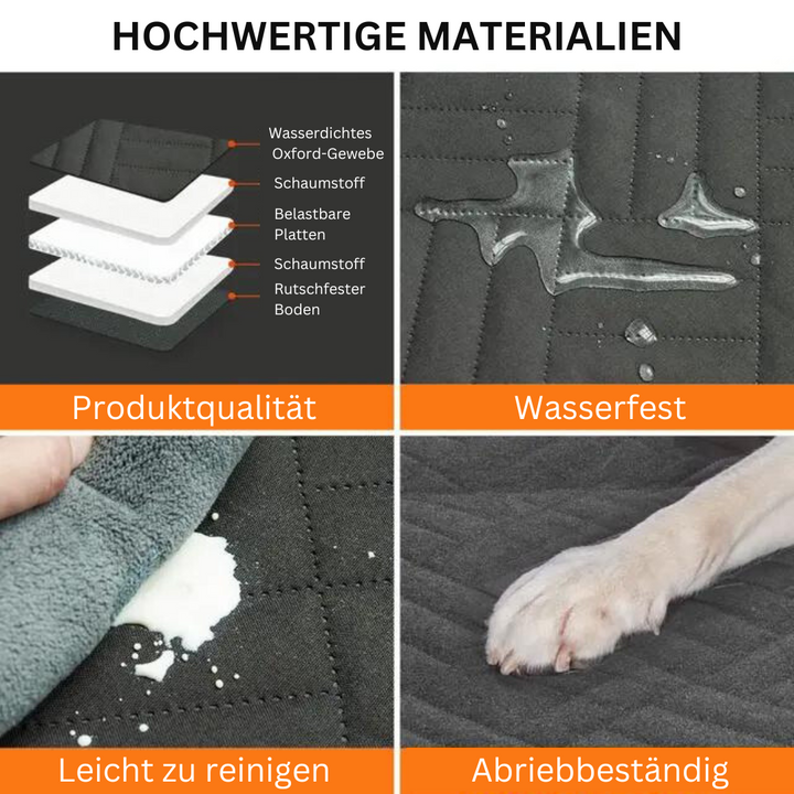 "Hartboden-Autositzerweiterung für Hunde - robust, wasserdicht, in Auto integriert für sichere, saubere Reisen mit Haustier"