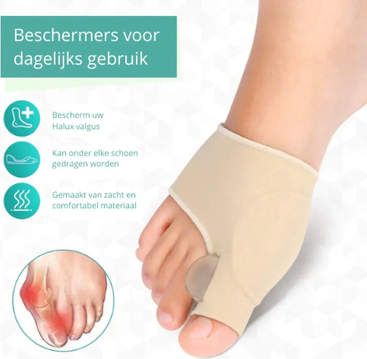Hautfarbener Hallux Valgus Korrektor für Jugendliche, diskret und atmungsaktiv, bietet schmerzlindernden Komfort im Alltag.