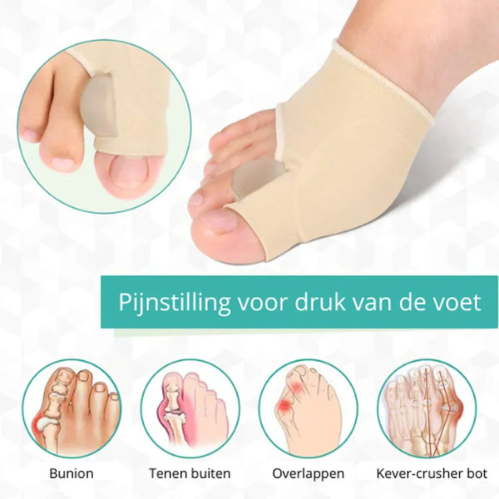 Hautfarbener Hallux Valgus Korrektor für Jugendliche, diskret und atmungsaktiv, bietet schmerzlindernden Komfort im Alltag.
