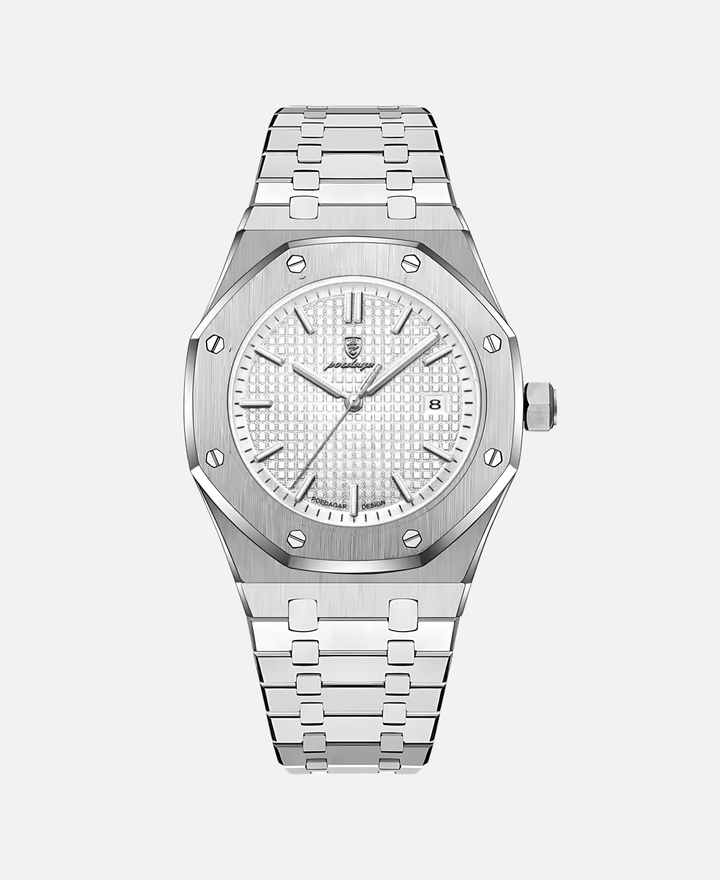Herren Armbanduhr, 41mm Edelstahlgehäuse, Quarzwerk, kratzfestes Saphirglas, minimalistisches Zifferblatt, elegant.