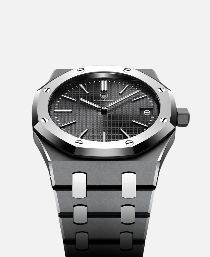 Herren Armbanduhr, 41mm Edelstahlgehäuse, Quarzwerk, kratzfestes Saphirglas, minimalistisches Zifferblatt, elegant.