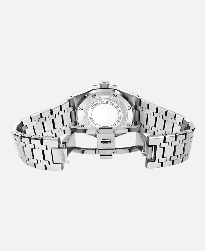 Herren Armbanduhr, 41mm Edelstahlgehäuse, Quarzwerk, kratzfestes Saphirglas, minimalistisches Zifferblatt, elegant.