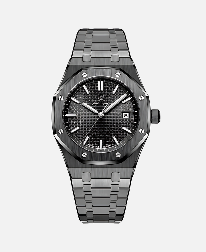 Herren Armbanduhr, 41mm Edelstahlgehäuse, Quarzwerk, kratzfestes Saphirglas, minimalistisches Zifferblatt, elegant.