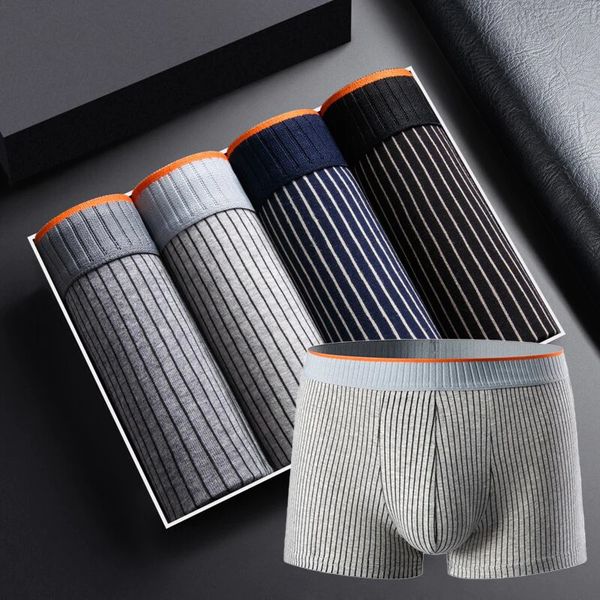 "Herren Boxershorts aus Baumwoll-Velours, weich, gestreift, elastisch, atmungsaktiv, für täglichen Komfort, verschiedene Desi