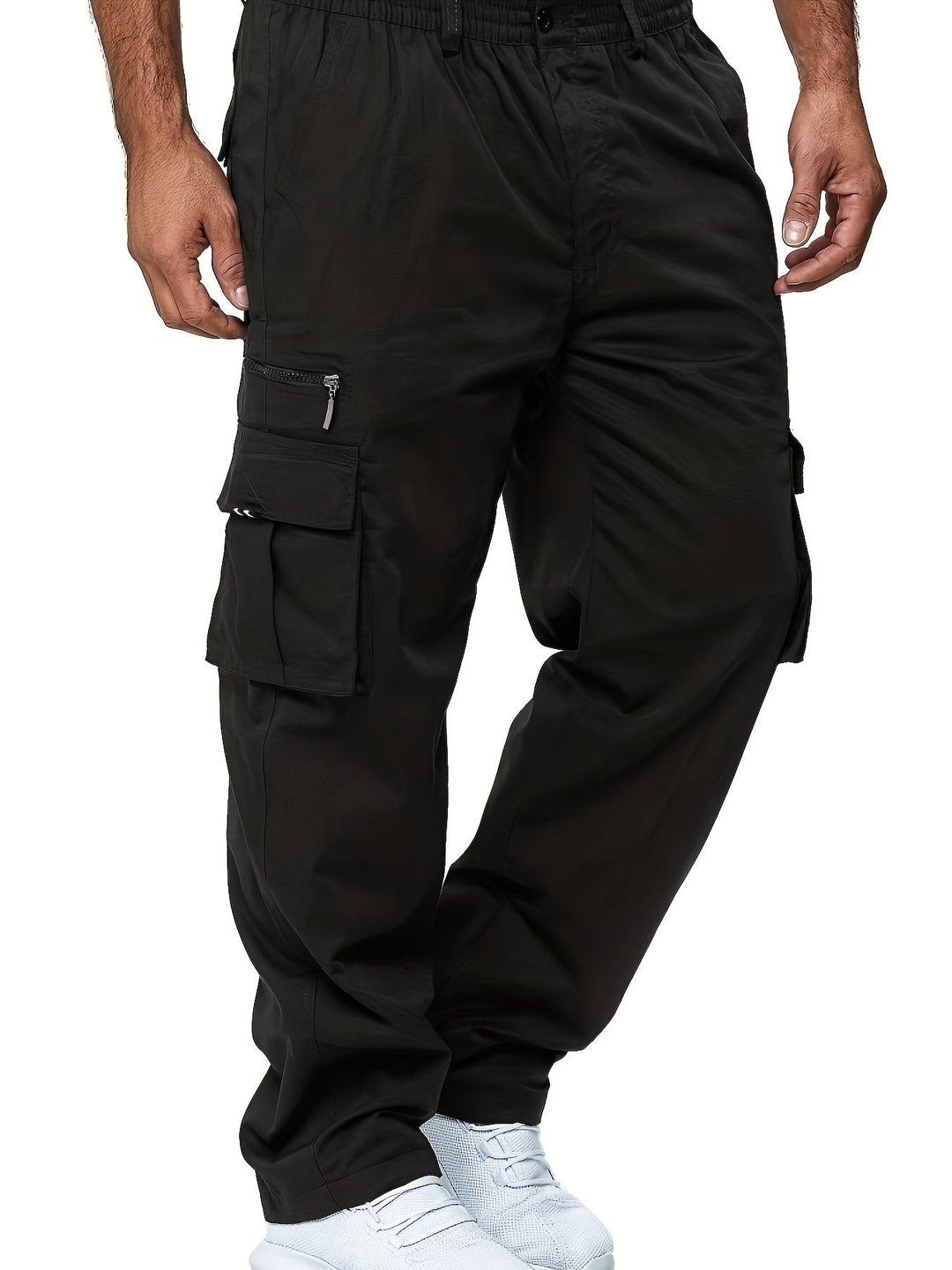 "Herren Cargo Hose in Olivgrün mit praktischen Taschen, moderne Passform für Freizeit und Alltag, Baumwolle-Polyester-Mix."