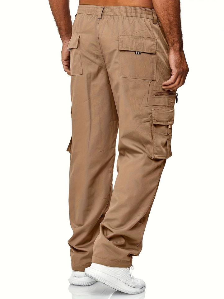"Herren Cargo Hose in Olivgrün mit praktischen Taschen, moderne Passform für Freizeit und Alltag, Baumwolle-Polyester-Mix."