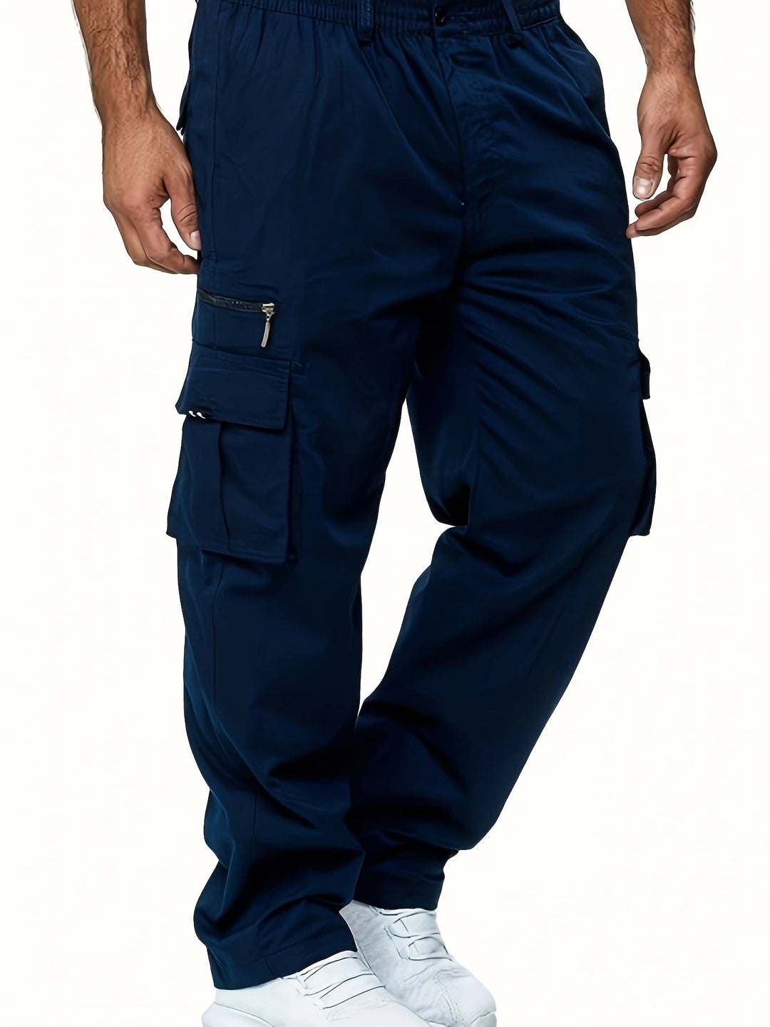 "Herren Cargo Hose in Olivgrün mit praktischen Taschen, moderne Passform für Freizeit und Alltag, Baumwolle-Polyester-Mix."