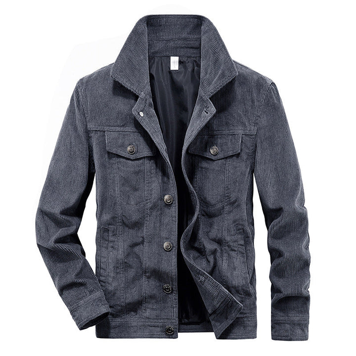 "Herren Cordjacke aus leichtem Cordstoff, modisch und vielseitig, stilvoll geschnitten, ideal für jeden Anlass."