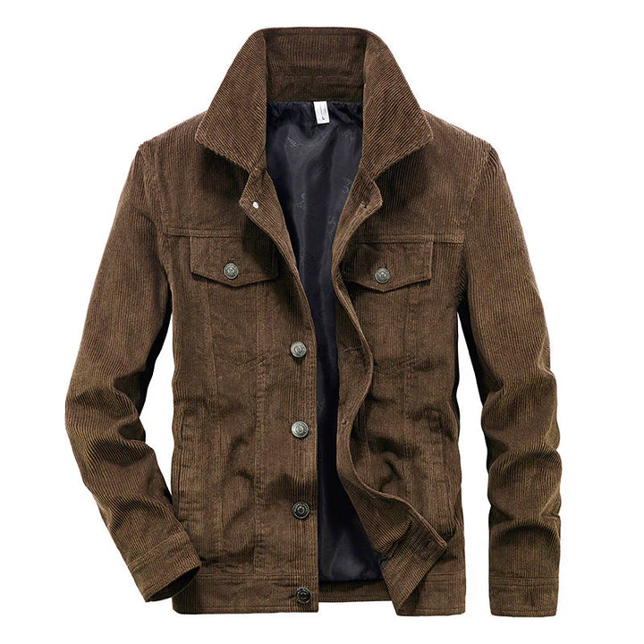 "Herren Cordjacke aus leichtem Cordstoff, modisch und vielseitig, stilvoll geschnitten, ideal für jeden Anlass."