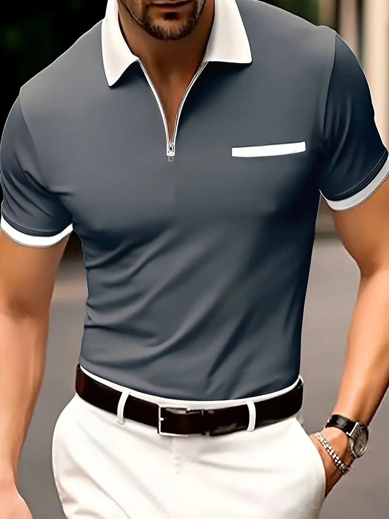 "Herren Golfshirt, atmungsaktiv, V-Ausschnitt, modernes Design, leicht, feuchtigkeitsableitender Stoff, stilvoll"