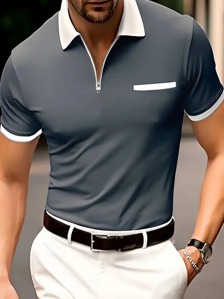 "Herren Golfshirt, atmungsaktiv, V-Ausschnitt, modernes Design, leicht, feuchtigkeitsableitender Stoff, stilvoll"