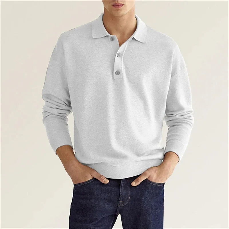 "Herren grau Baumwoll-Poloshirt atmungsaktiv strapazierfähig elegantes Design mit klassischem Polokragen Vorderansicht"