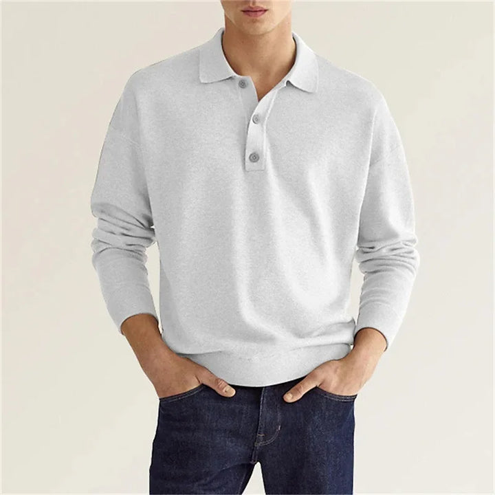 "Herren grau Baumwoll-Poloshirt atmungsaktiv strapazierfähig elegantes Design mit klassischem Polokragen Vorderansicht"