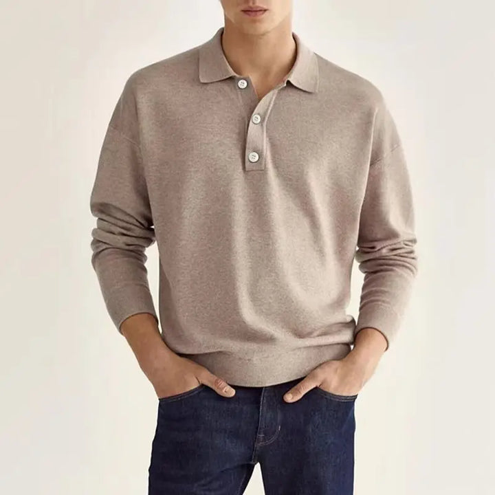 "Herren grau Baumwoll-Poloshirt atmungsaktiv strapazierfähig elegantes Design mit klassischem Polokragen Vorderansicht"