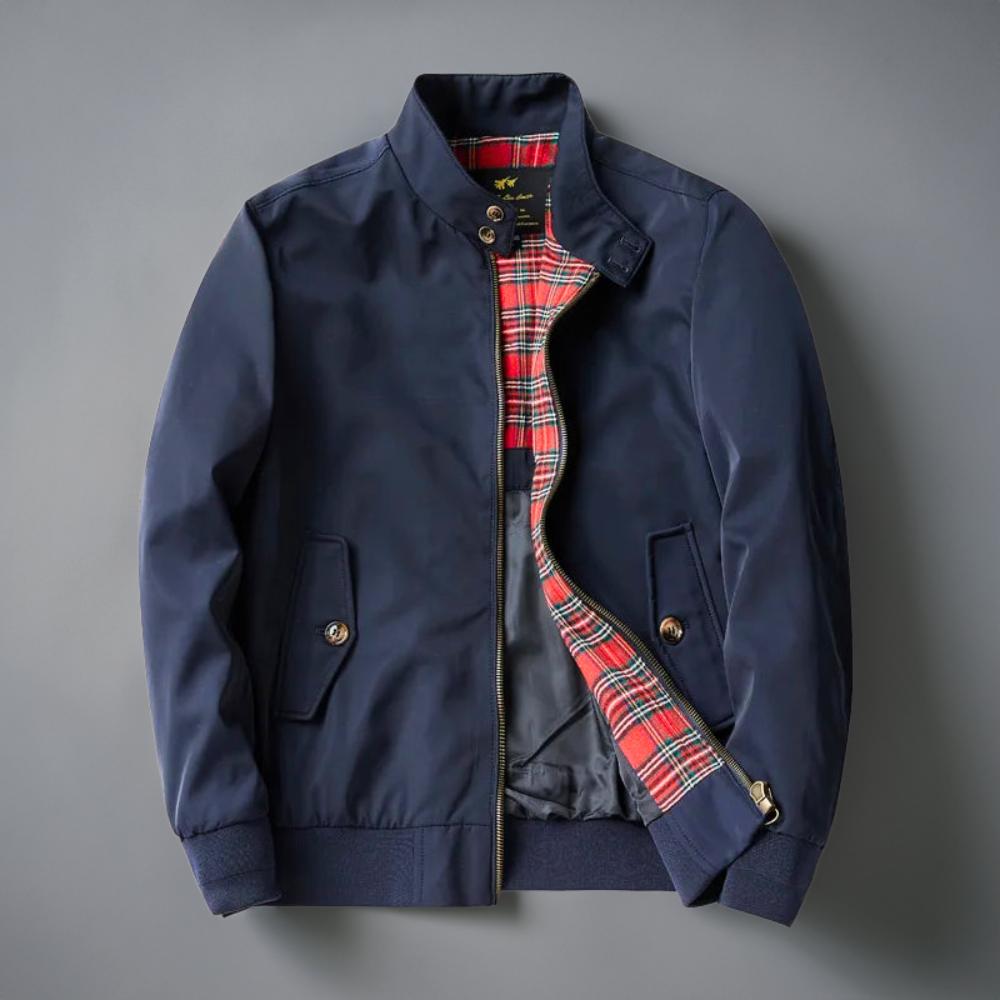 "Herren Harrington Jacke, langärmelig, nachhaltig, mit modischem Stehkragen, perfekt für vielseitigen Stil und Komfort."