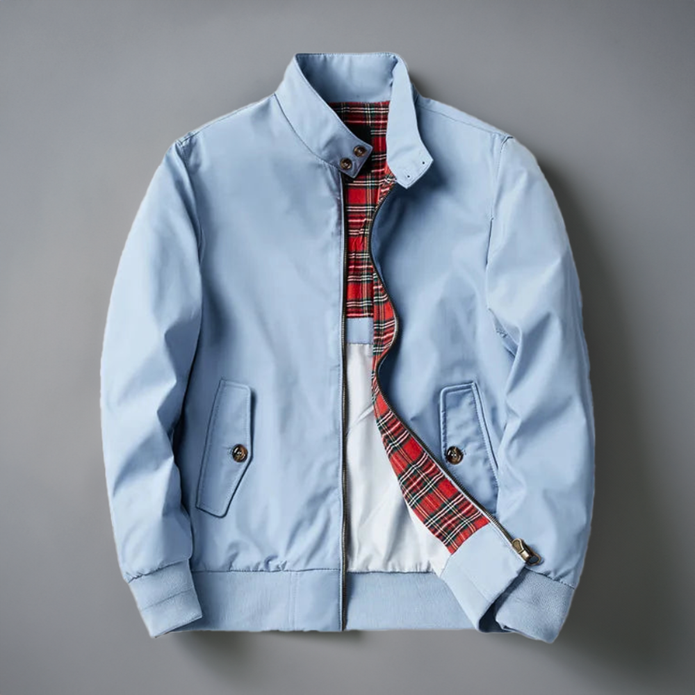 "Herren Harrington Jacke, langärmelig, nachhaltig, mit modischem Stehkragen, perfekt für vielseitigen Stil und Komfort."