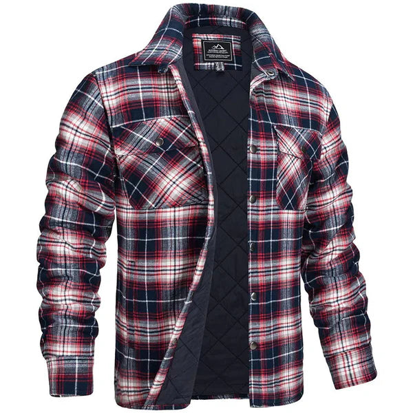 "Herren-Holzfällerjacke mit klassischem Rautenmuster, warmem Futter und robustem Design für Outdoor & Freizeit"