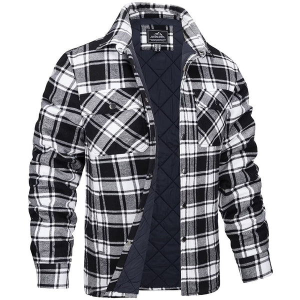 "Herren-Holzfällerjacke mit klassischem Rautenmuster, warmem Futter und robustem Design für Outdoor & Freizeit"