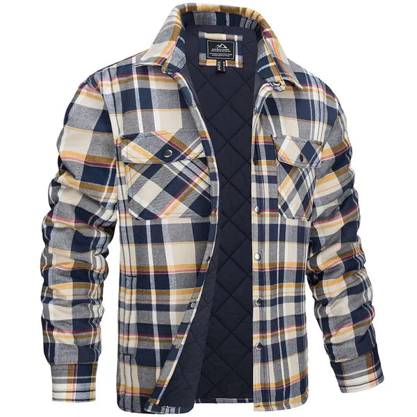 "Herren-Holzfällerjacke mit klassischem Rautenmuster, warmem Futter und robustem Design für Outdoor & Freizeit"