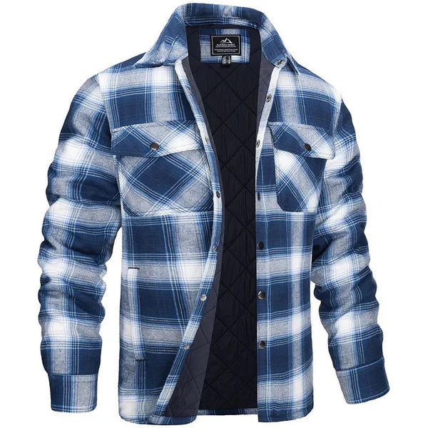 "Herren-Holzfällerjacke mit klassischem Rautenmuster, warmem Futter und robustem Design für Outdoor & Freizeit"
