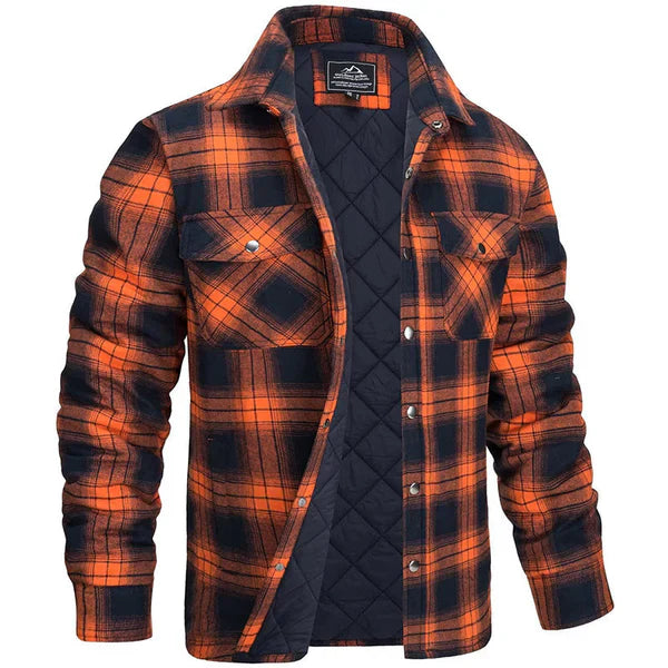 "Herren-Holzfällerjacke mit klassischem Rautenmuster, warmem Futter und robustem Design für Outdoor & Freizeit"