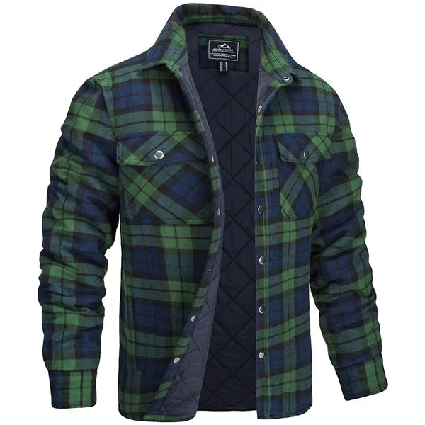 "Herren-Holzfällerjacke mit klassischem Rautenmuster, warmem Futter und robustem Design für Outdoor & Freizeit"