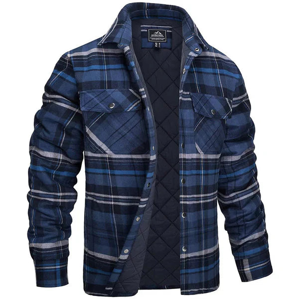 "Herren-Holzfällerjacke mit klassischem Rautenmuster, warmem Futter und robustem Design für Outdoor & Freizeit"