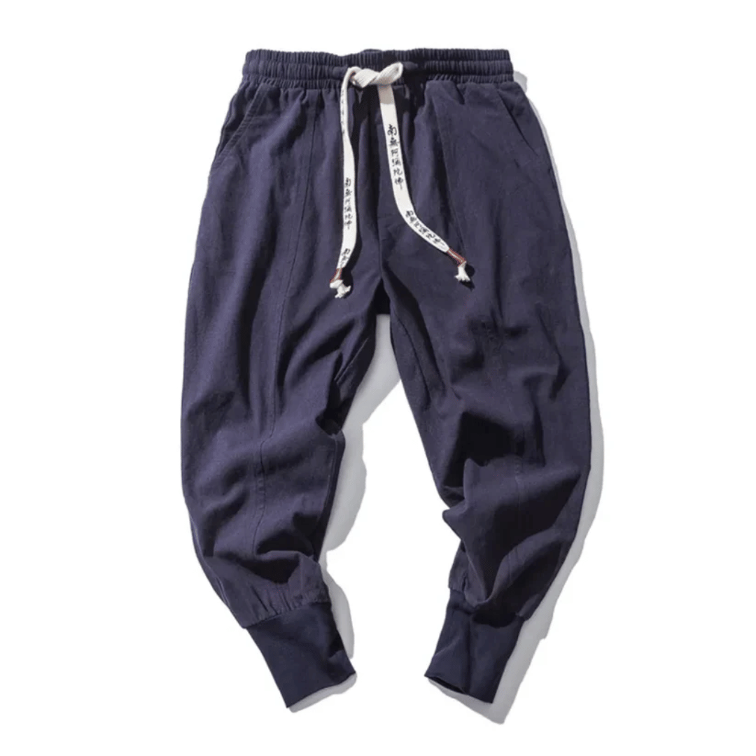 "Herren Japan-Stil Hosen aus Baumwollmischung, lockere Passform, fließende Silhouette, für stilvollen Komfort und Flexibilitä