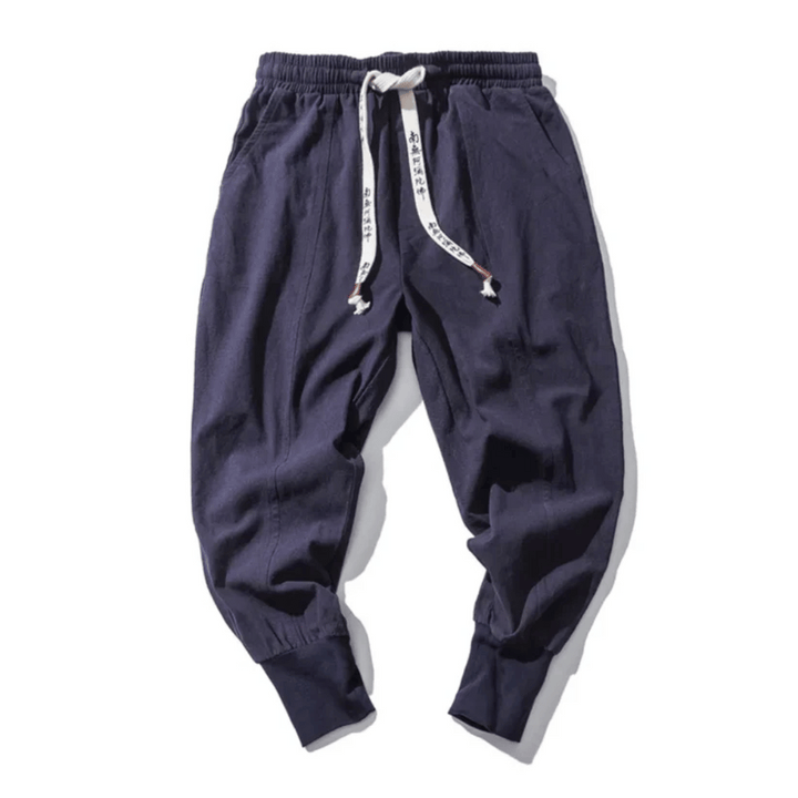 "Herren Japan-Stil Hosen aus Baumwollmischung, lockere Passform, fließende Silhouette, für stilvollen Komfort und Flexibilitä