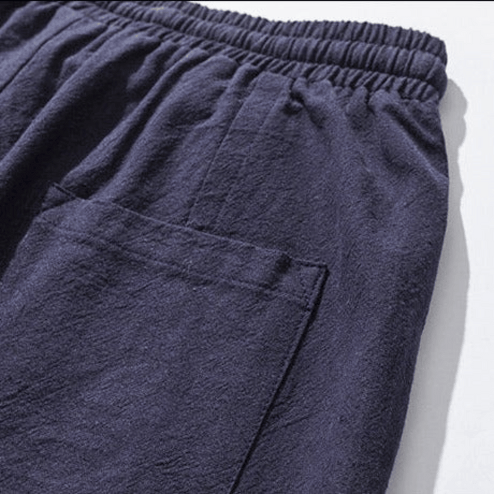 "Herren Japan-Stil Hosen aus Baumwollmischung, lockere Passform, fließende Silhouette, für stilvollen Komfort und Flexibilitä