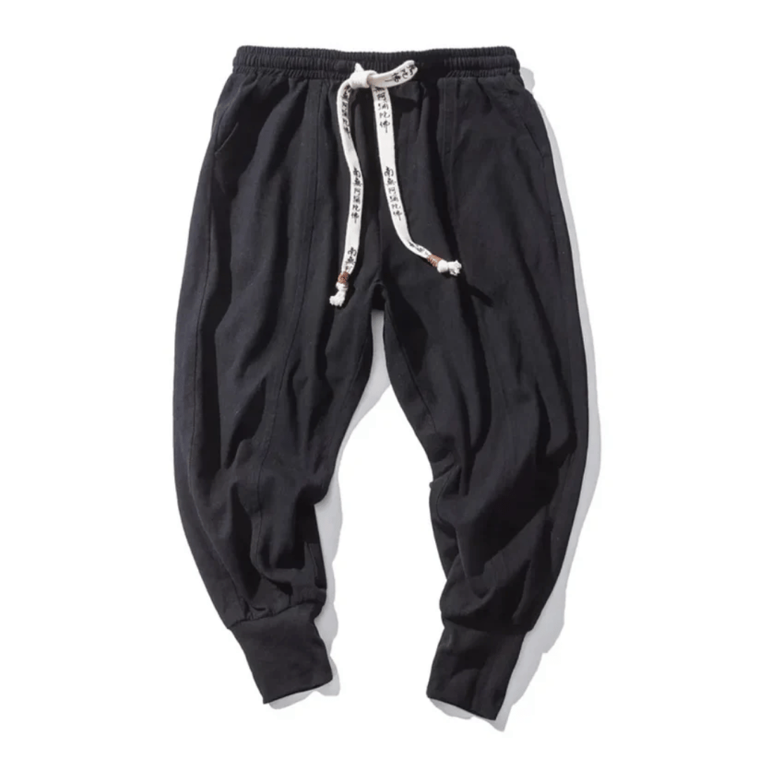 "Herren Japan-Stil Hosen aus Baumwollmischung, lockere Passform, fließende Silhouette, für stilvollen Komfort und Flexibilitä