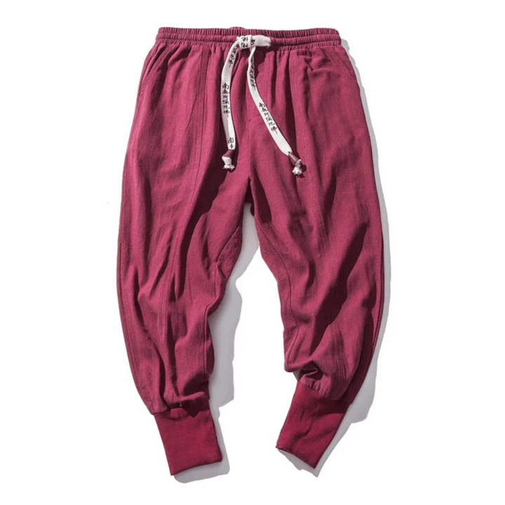 "Herren Japan-Stil Hosen aus Baumwollmischung, lockere Passform, fließende Silhouette, für stilvollen Komfort und Flexibilitä