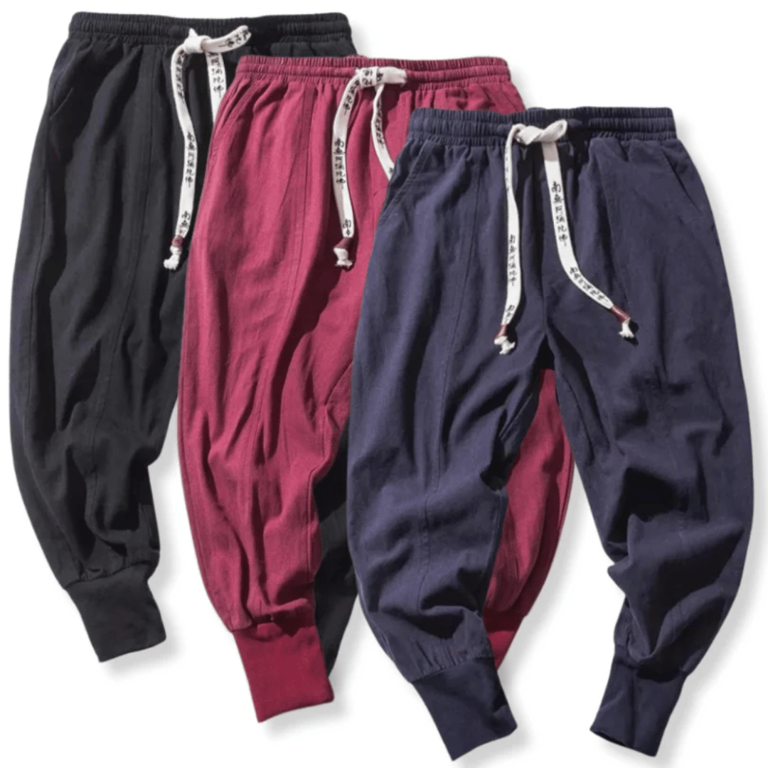 "Herren Japan-Stil Hosen aus Baumwollmischung, lockere Passform, fließende Silhouette, für stilvollen Komfort und Flexibilitä
