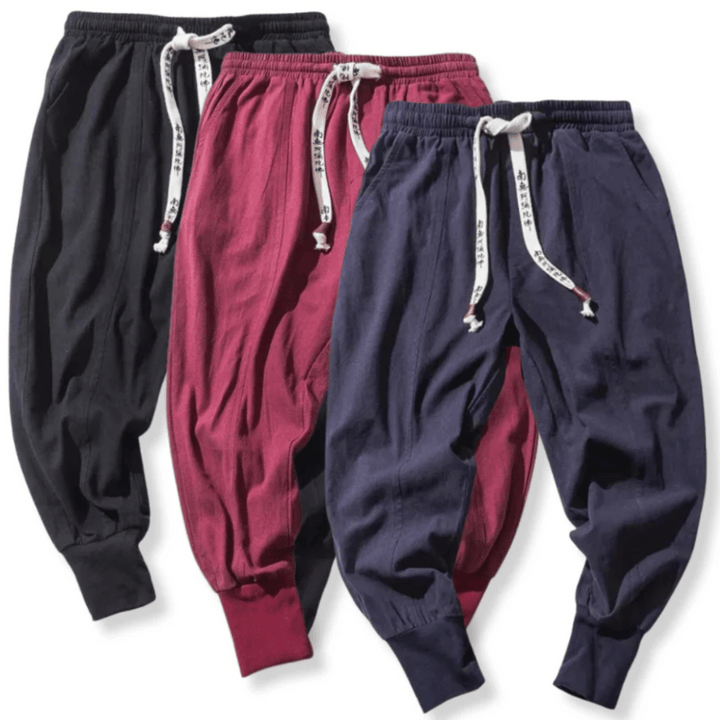 "Herren Japan-Stil Hosen aus Baumwollmischung, lockere Passform, fließende Silhouette, für stilvollen Komfort und Flexibilitä