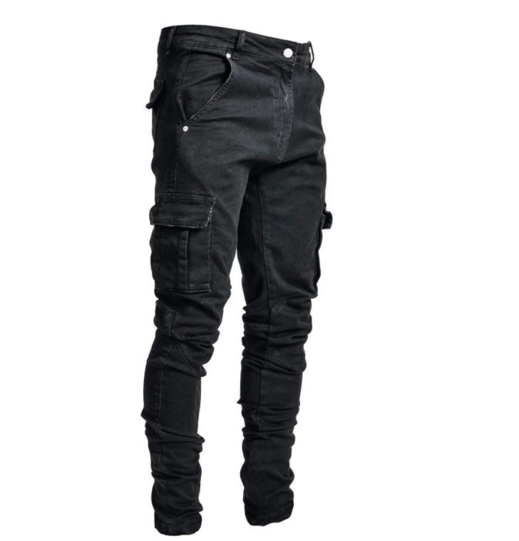"Herren Jeans mit Seitentaschen, robustes Material, bequemer Schnitt, blaue Denim-Hose, vielseitig kombinierbar"