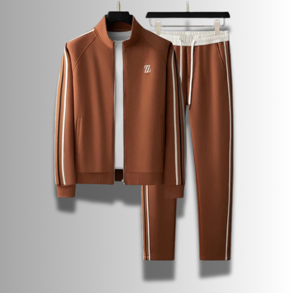 "Herren Jogginganzug aus hochwertiger Baumwolle, modisch und bequem, ideal für Sport und Freizeit, in modernem Design."
