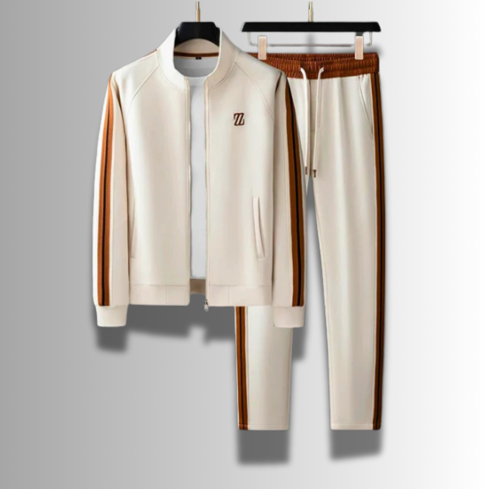 "Herren Jogginganzug aus hochwertiger Baumwolle, modisch und bequem, ideal für Sport und Freizeit, in modernem Design."