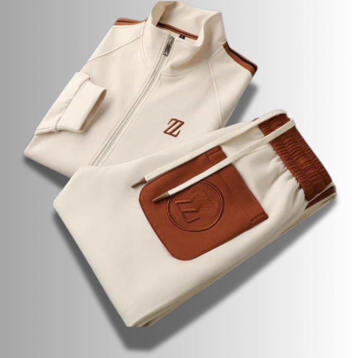 "Herren Jogginganzug aus hochwertiger Baumwolle, modisch und bequem, ideal für Sport und Freizeit, in modernem Design."
