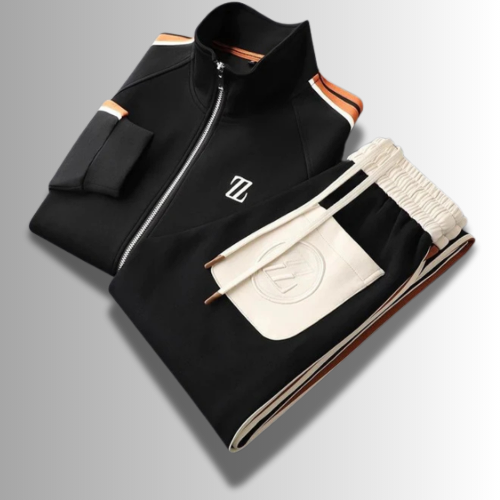 "Herren Jogginganzug aus hochwertiger Baumwolle, modisch und bequem, ideal für Sport und Freizeit, in modernem Design."
