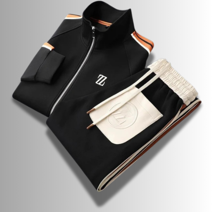 "Herren Jogginganzug aus hochwertiger Baumwolle, modisch und bequem, ideal für Sport und Freizeit, in modernem Design."