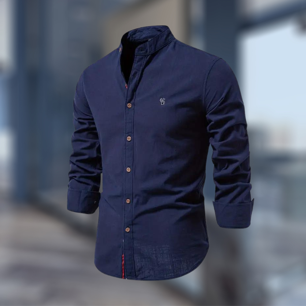 "Herren langärmeliges Poloshirt; klassisches Design, Knopfleiste, Kragen, elegantes Blau, perfekte Mischung aus Komfort & Sti