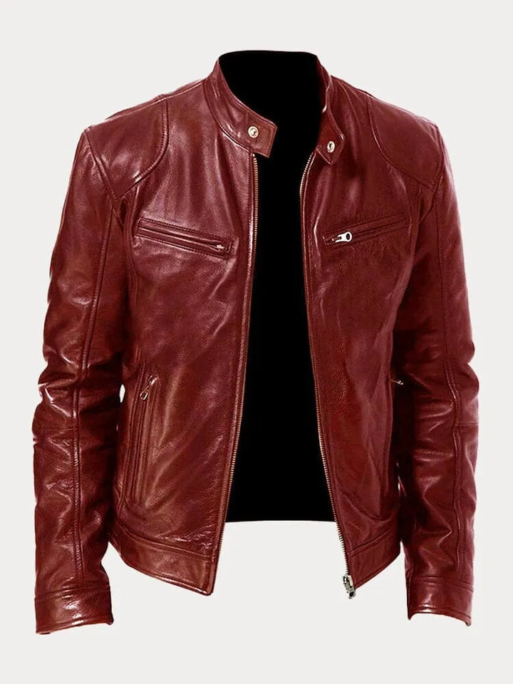"Herren Lederjacke Daniel, elegant und robust, aus hochwertigem Leder in klassischem Design, mit Reißverschluss und Taschen."