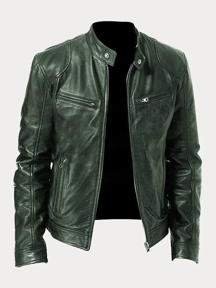 "Herren Lederjacke Daniel, elegant und robust, aus hochwertigem Leder in klassischem Design, mit Reißverschluss und Taschen."