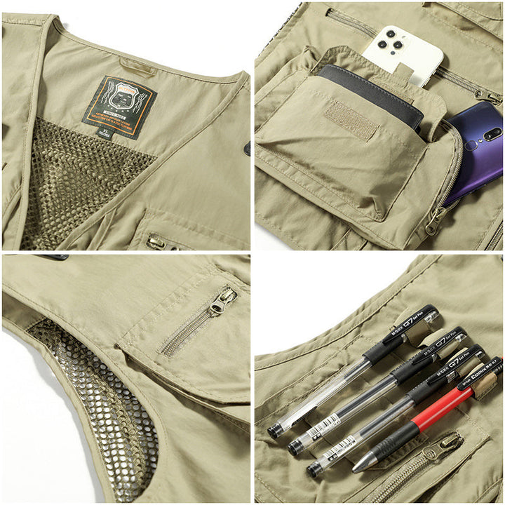 "Herren Mesh-Cargo-Weste mit Taschen, leichtes atmungsaktives Design, ideal für Abenteuer und Freizeit, modischer Look"