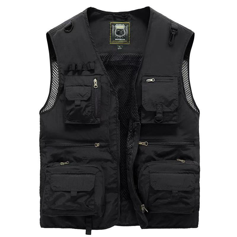 "Herren Mesh-Cargo-Weste mit Taschen, leichtes atmungsaktives Design, ideal für Abenteuer und Freizeit, modischer Look"
