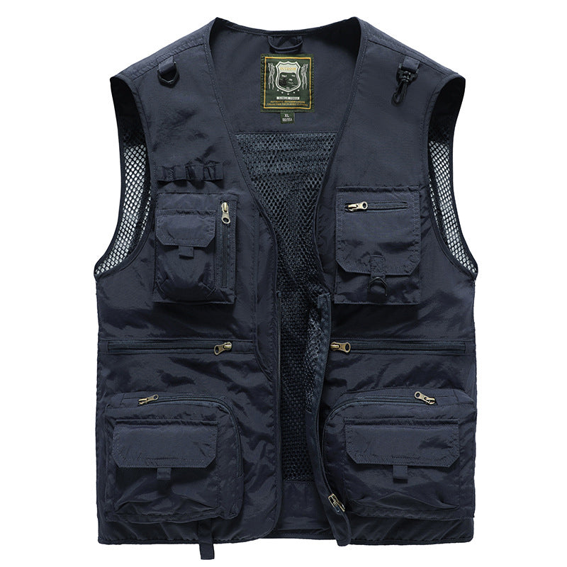 "Herren Mesh-Cargo-Weste mit Taschen, leichtes atmungsaktives Design, ideal für Abenteuer und Freizeit, modischer Look"