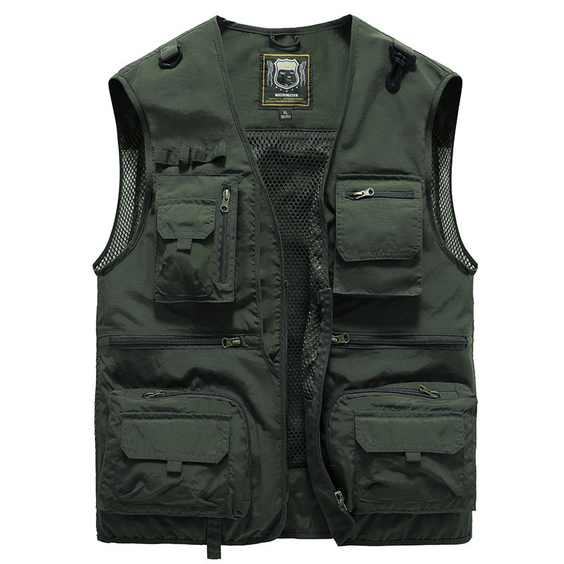 "Herren Mesh-Cargo-Weste mit Taschen, leichtes atmungsaktives Design, ideal für Abenteuer und Freizeit, modischer Look"
