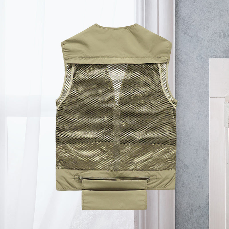 "Herren Mesh-Cargo-Weste mit Taschen, leichtes atmungsaktives Design, ideal für Abenteuer und Freizeit, modischer Look"